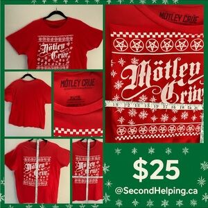 Motley Crue Red CHRISTMAS Graphic Tee-XL… rockin Holiday band T-shirt